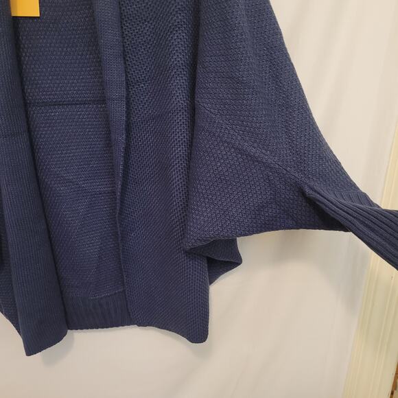Grecerelle Shawl Collar Open Front Cardigan Navy Acrylic NWT Size L Oversized - Picture 2 of 6